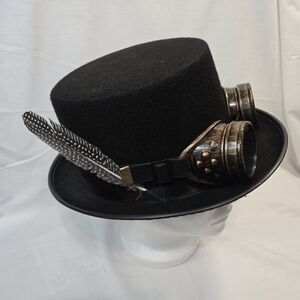 Steampunk Black Top Hat with Cosplay Goggles